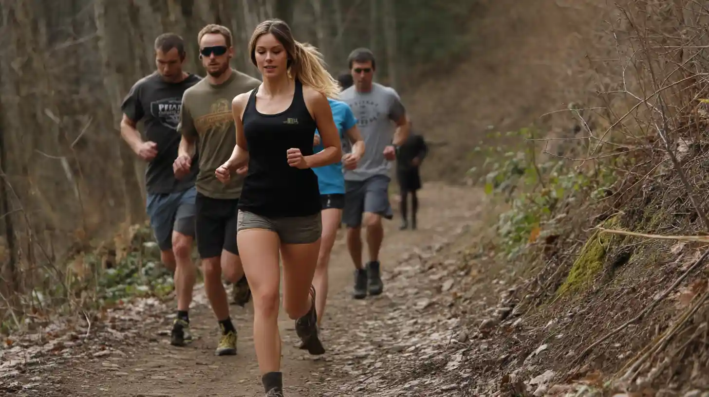 people running on a hill